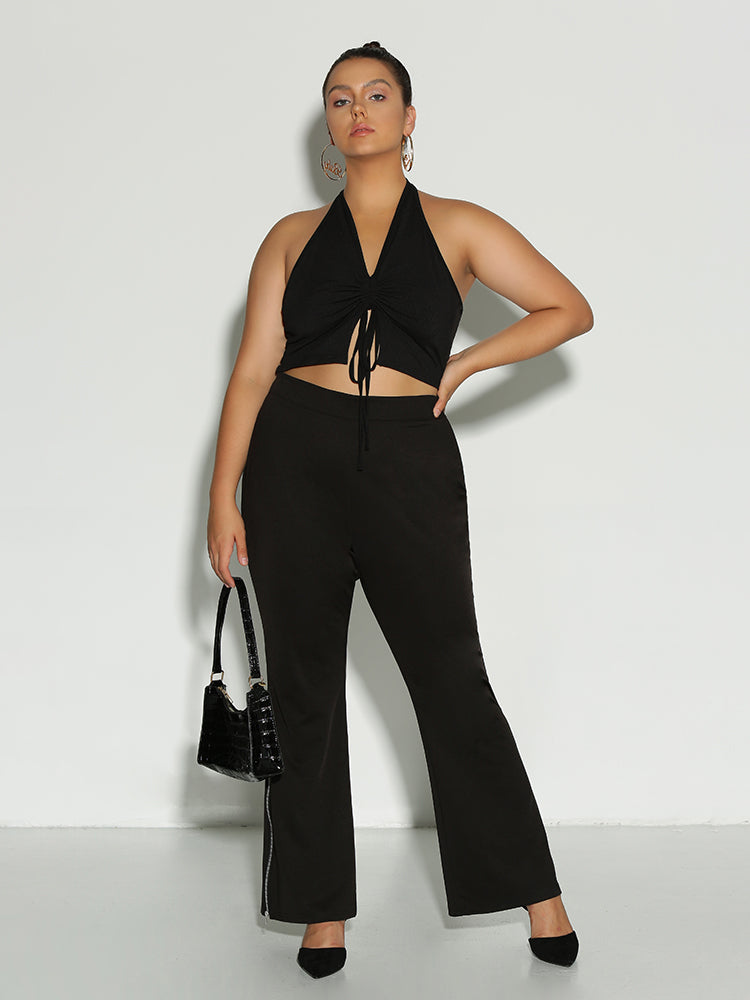 Ruched Knot Front Crop Top