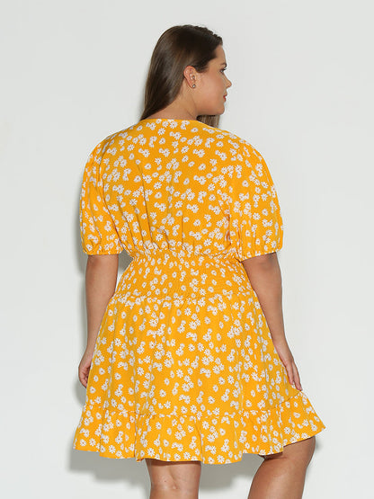 Puff Sleeve Ditsy Floral Dress