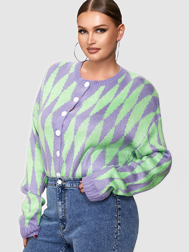 Argyle Pattern Button Cardigan