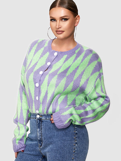 Argyle Pattern Button Cardigan