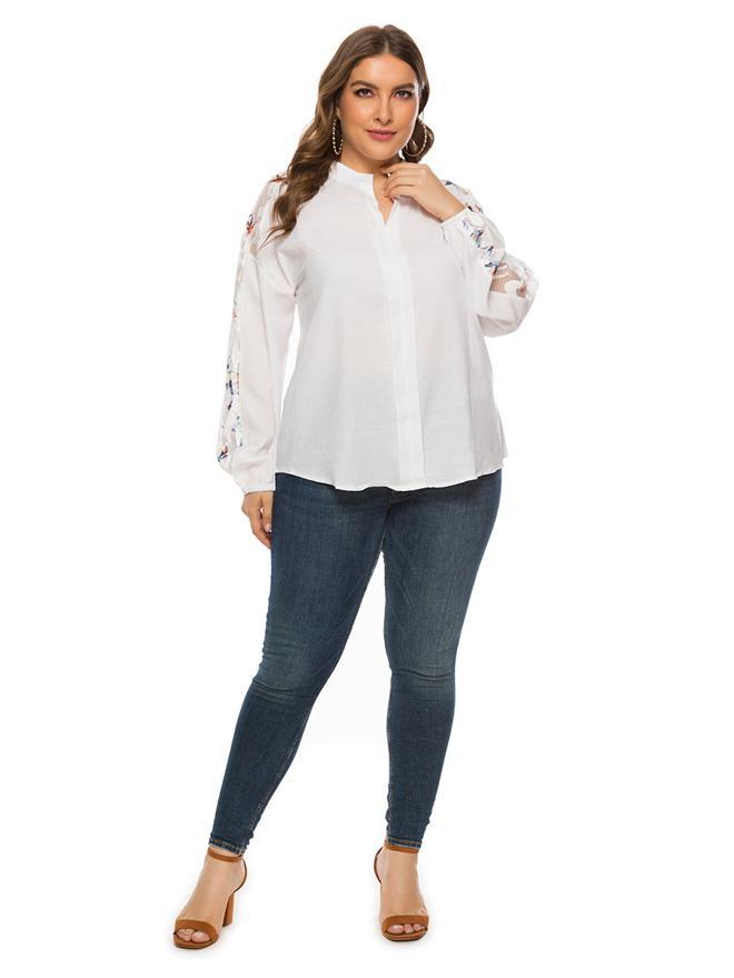 Hollow Out Sleeve V-neck Blouse