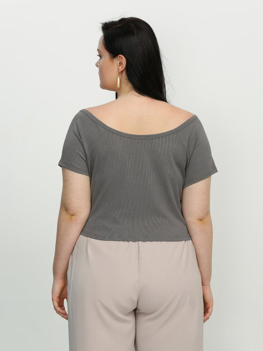 Button Backless Short SleeveTop