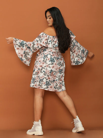 Flared Sleeve Off Shoulder Dress