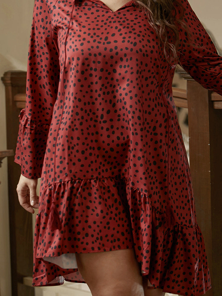 Leopard Tie Front Ruffled Dress