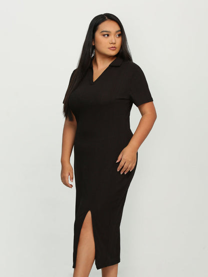 Split Hem Collar Neck Dress