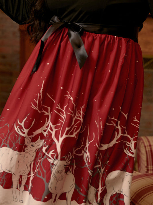 Elk Patchwork Self Knot Front Dress