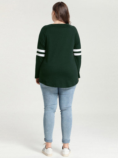 Stripe Sleeve Round Neck T-shirt