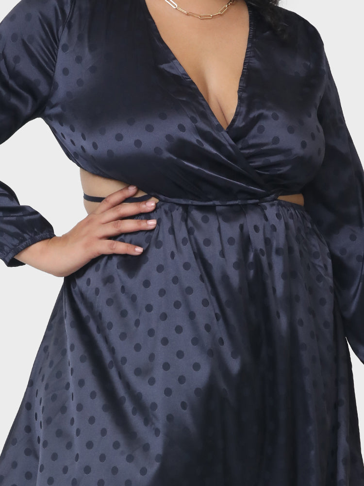 Cut Out V Neck Drawstring Dress