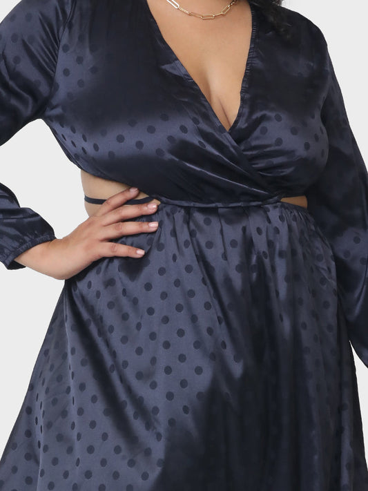 Cut Out V Neck Drawstring Dress