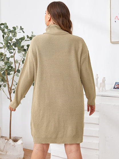 High Neck Sweater Dress Without Belted