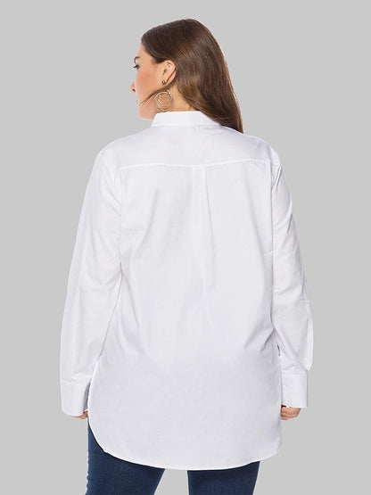 Causal Business Stand Collar Solid Shirt