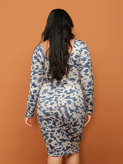 Tie Dye Drawstring Bodycon Dress