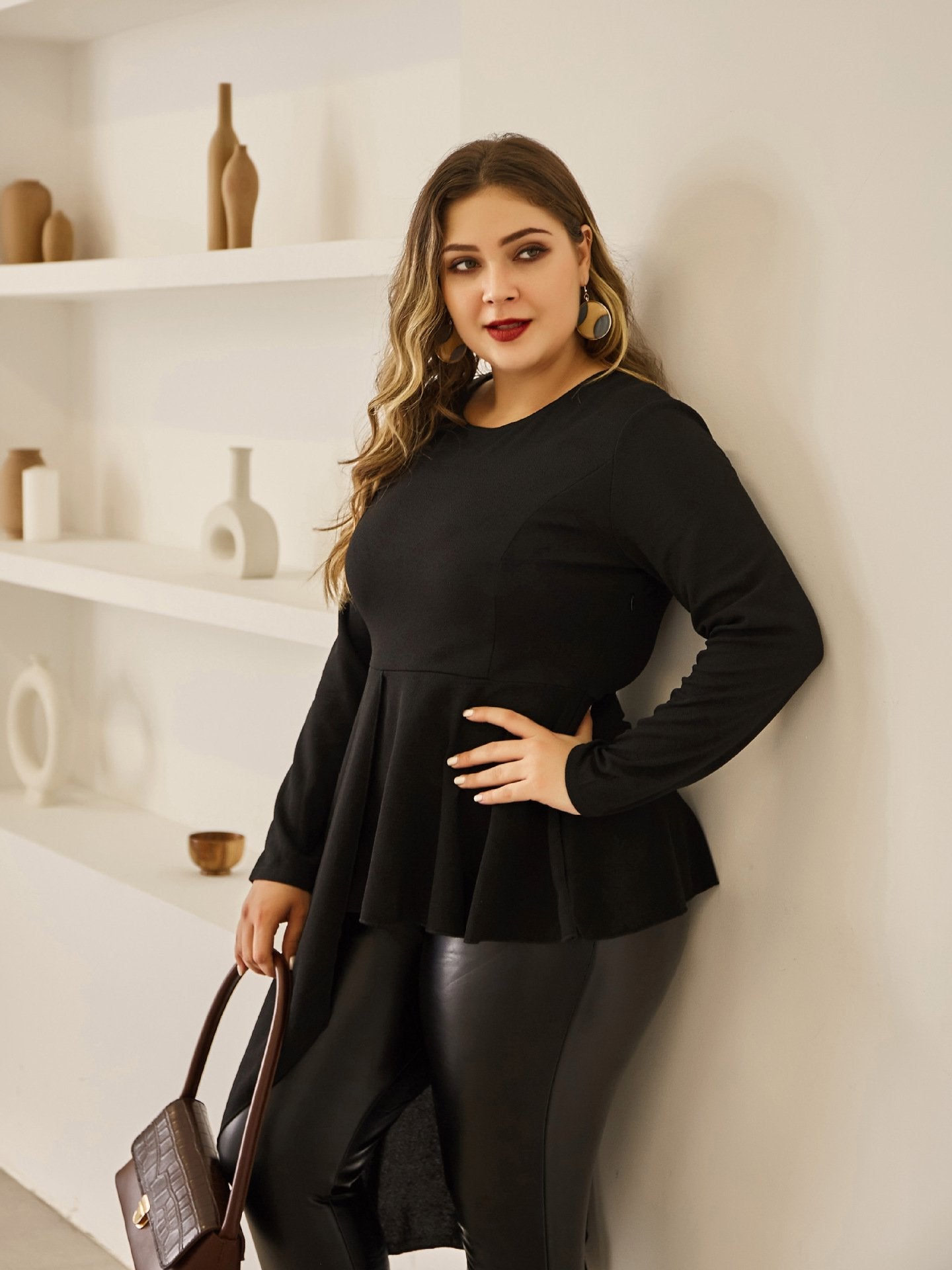 Irregular Pleated Hem Solid Color Top