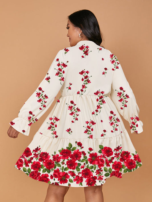 Flora Print Ruffle Hem Dress