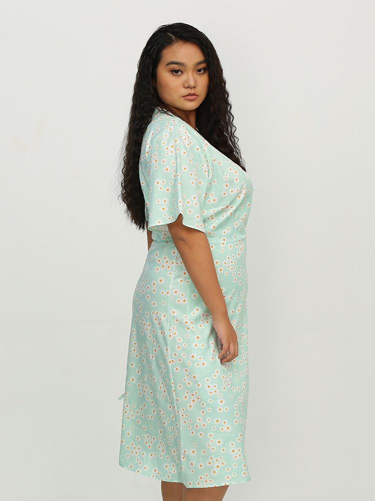 Daisy Ditsy Surplice Neck Dress