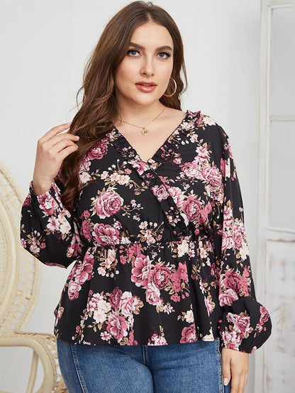 Floral Printed V-neck Blouse