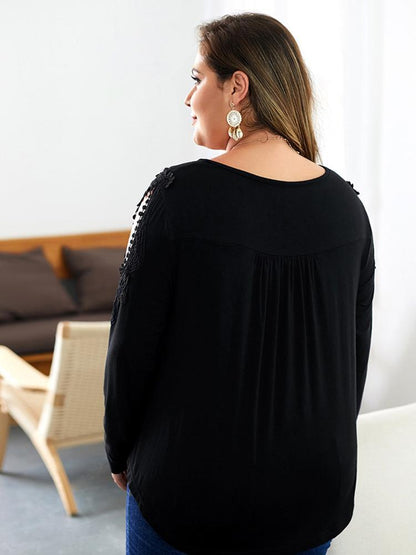 Hollow Out Button Collar Top