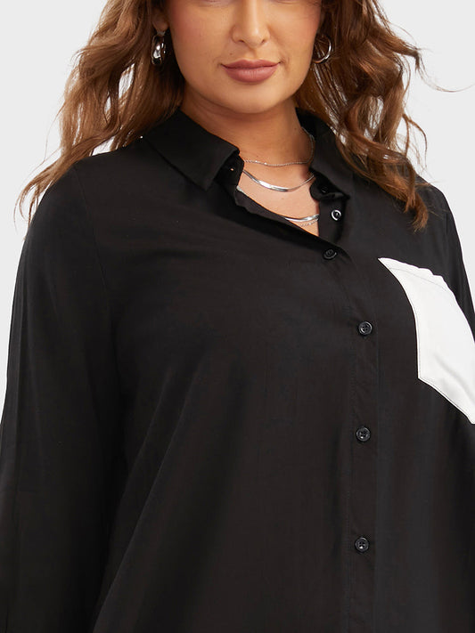 Casual Contrast Pocket Shirt Dress