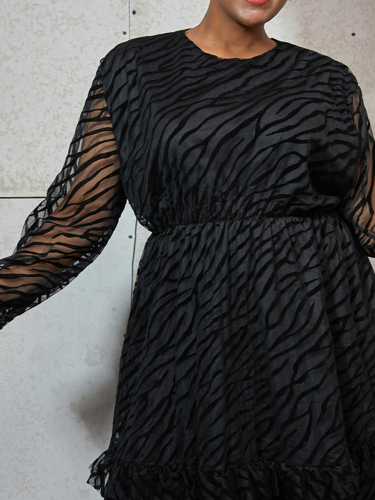 Ruffles Mesh Tiered Dress