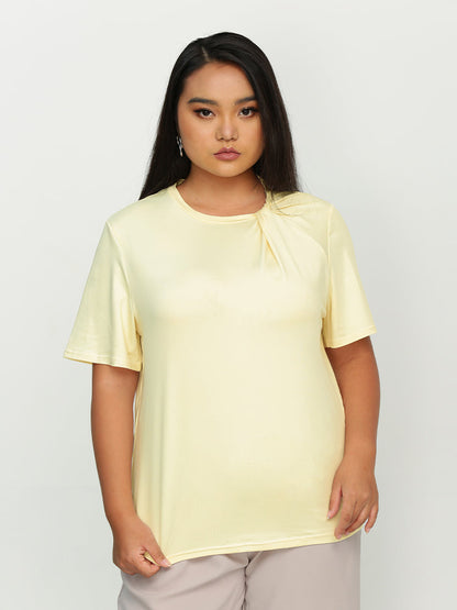 Ruched Neckline Short Sleeve T-Shirt