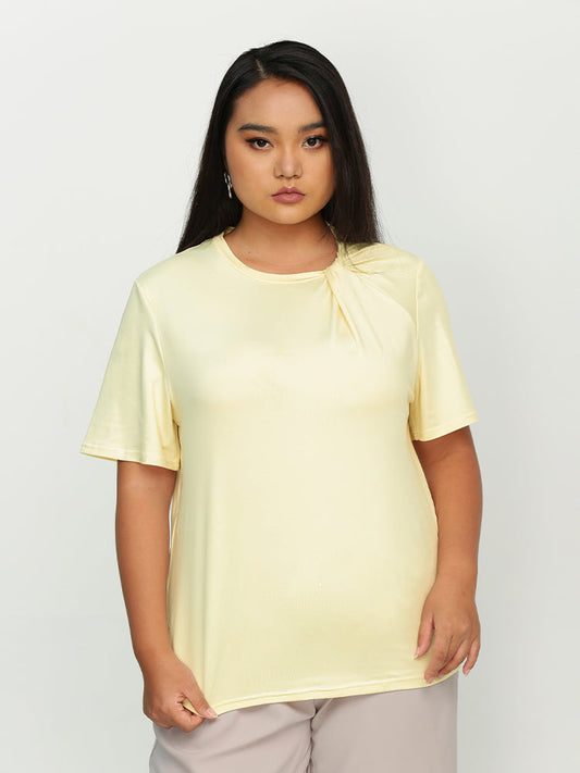 Ruched Neckline Short Sleeve T-Shirt