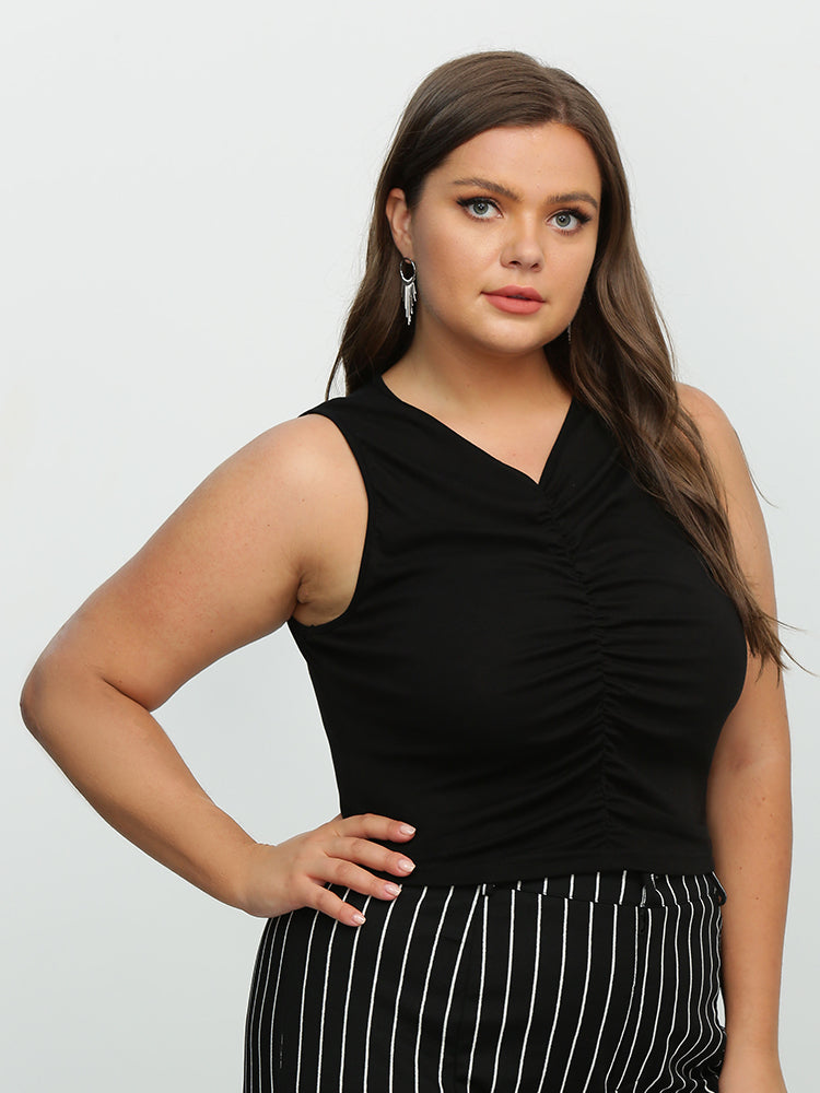 Ruched Front Sleeveless Crop Top