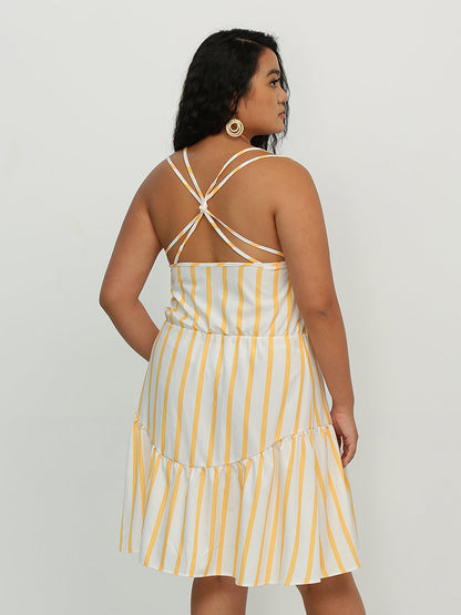 Striped Cross Back Dress