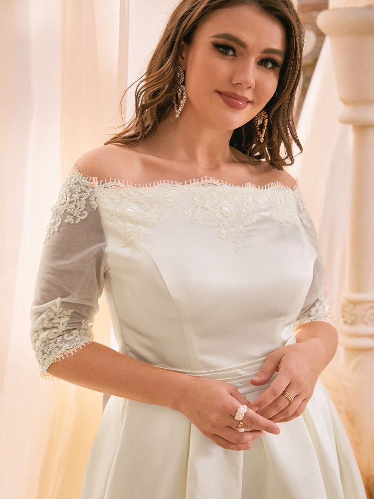 Lace Trim Linen Flared Dress