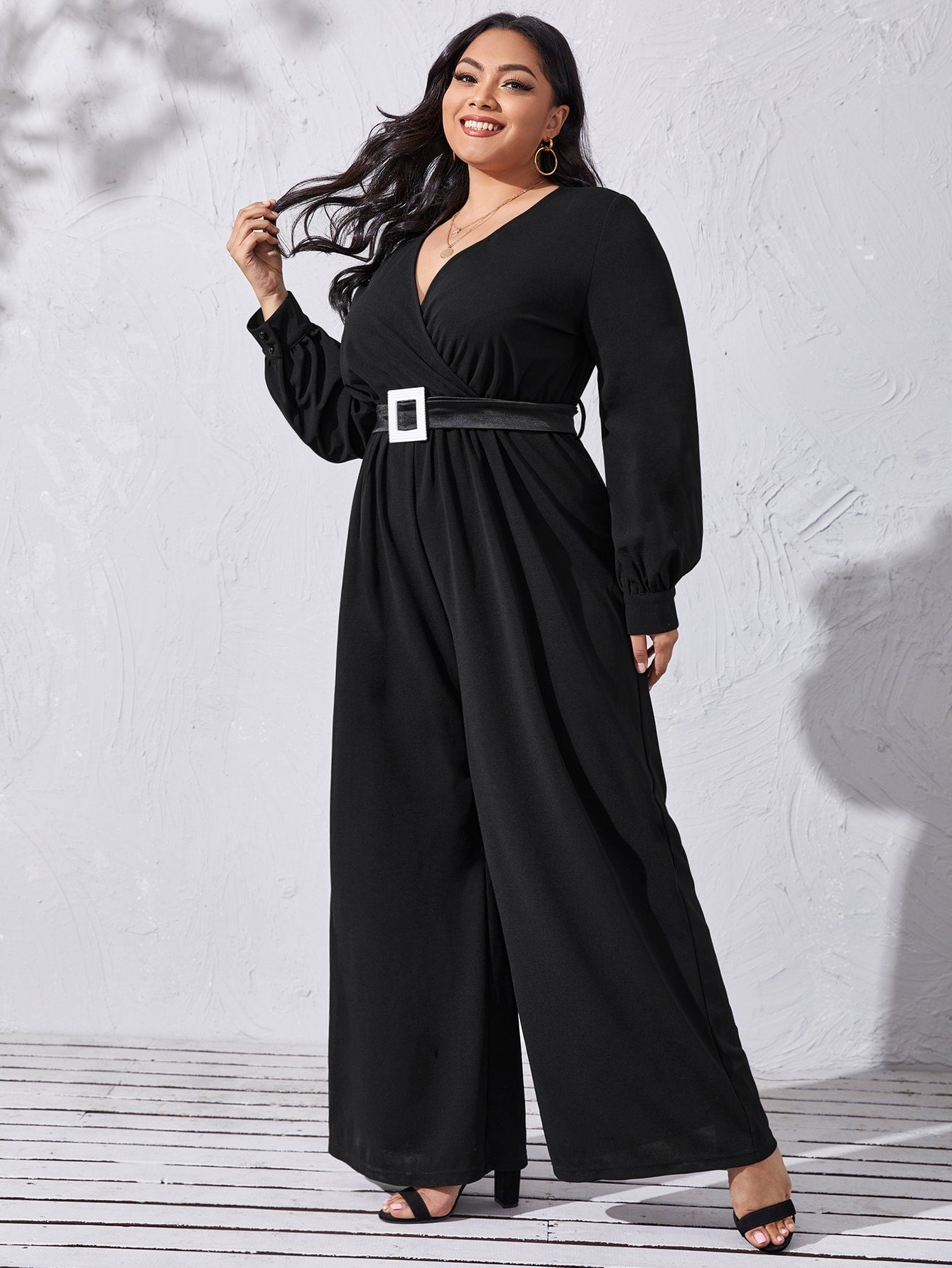 Surplice Neck Palazzo Jumpsuit With Belt