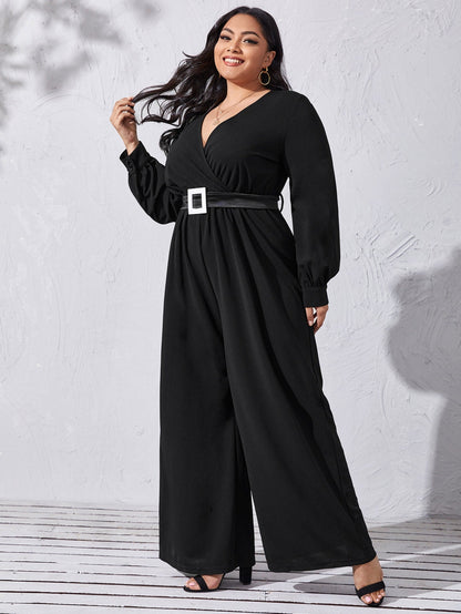 Surplice Neck Palazzo Jumpsuit With Belt