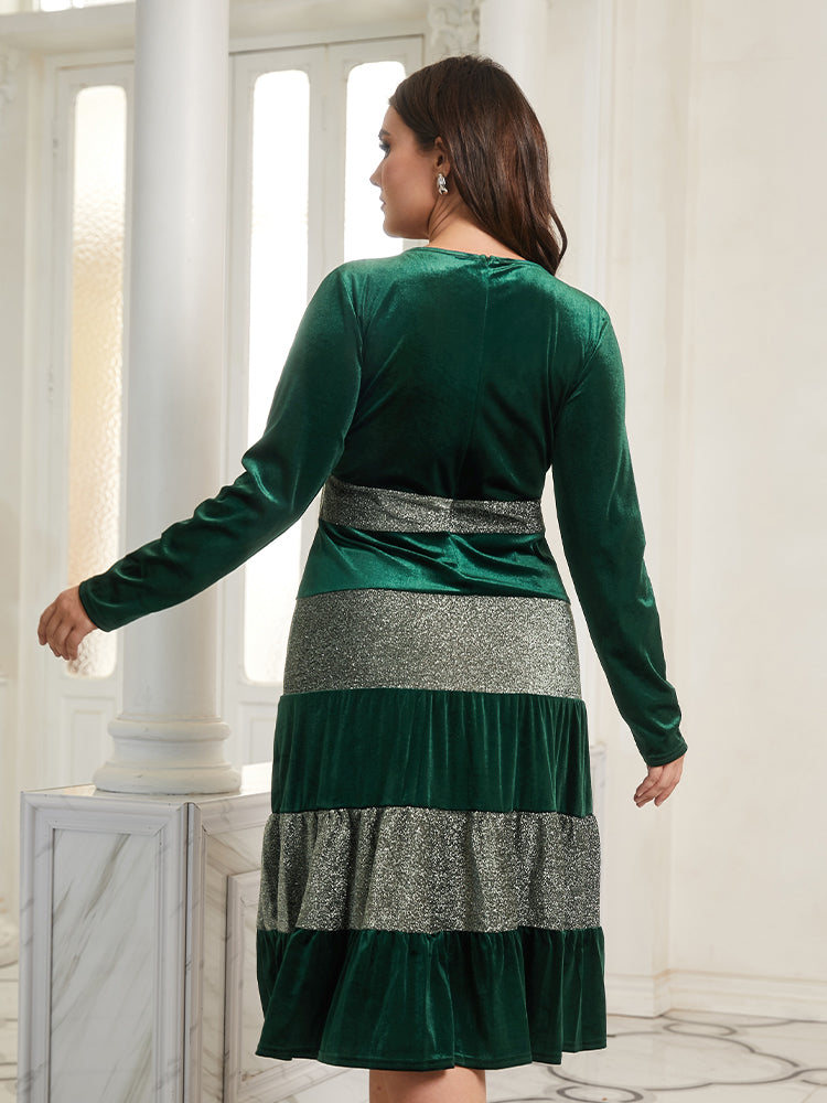 Ruffle Tired Velvet Bodycon Dress