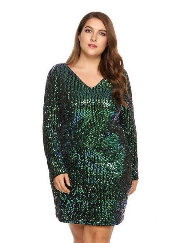 Sequin V-neck Party Dress