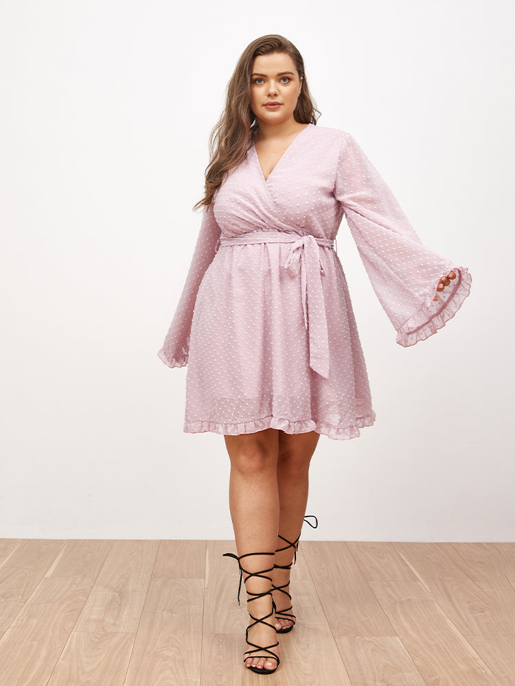 Flared Sleeve Ruffle Dress