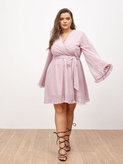 Flared Sleeve Ruffle Dress