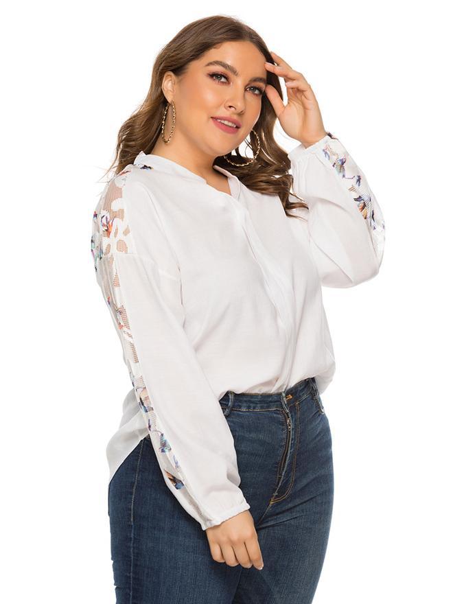 Hollow Out Sleeve V-neck Blouse