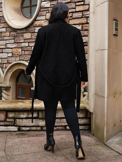 Big Pockets Belt Lapel Overcoat