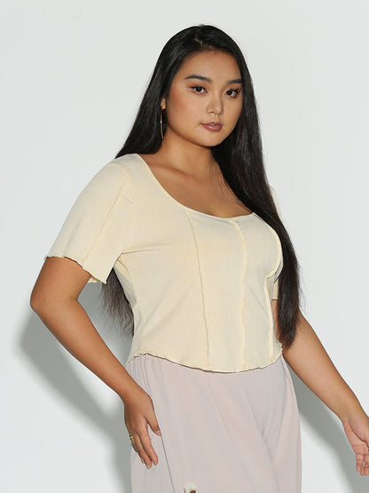 Stitch Wave Trim Sleeve Top