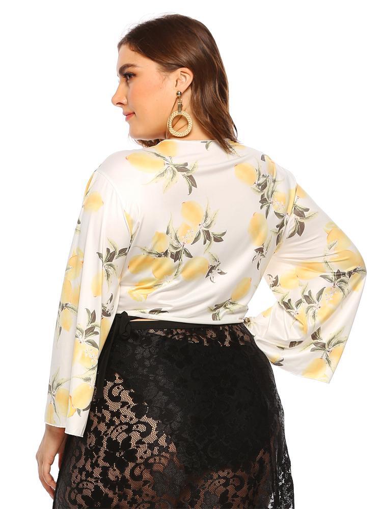 Printed V-neck Sexy Crop Top