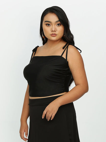 Knotted Shoulder Crop Top