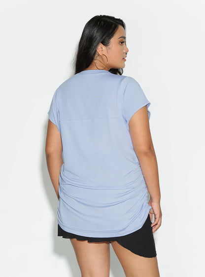 Ruched Irregular Hem T-Shirt