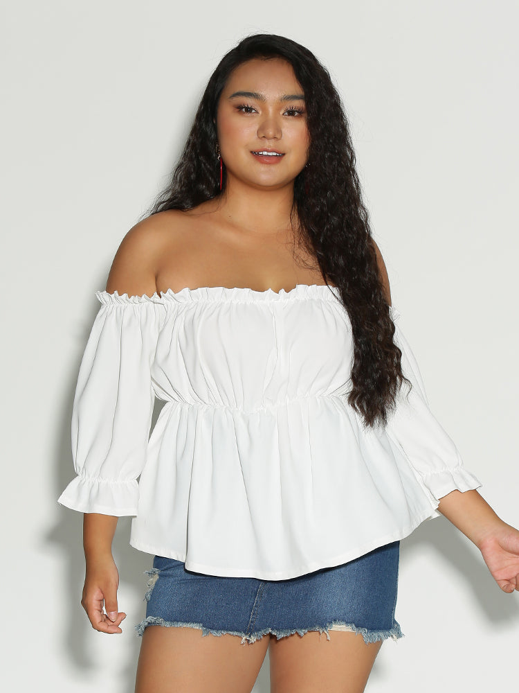 Frill Trim Off Shoulder Blouse