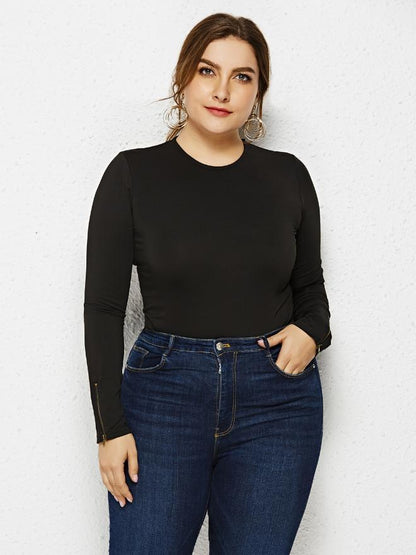 Basic Solid Color Round Neck Bodysuits