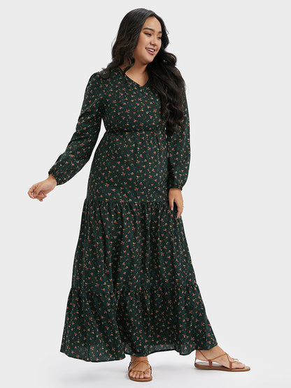 Floral V-Neck Ruffle Maxi Dress