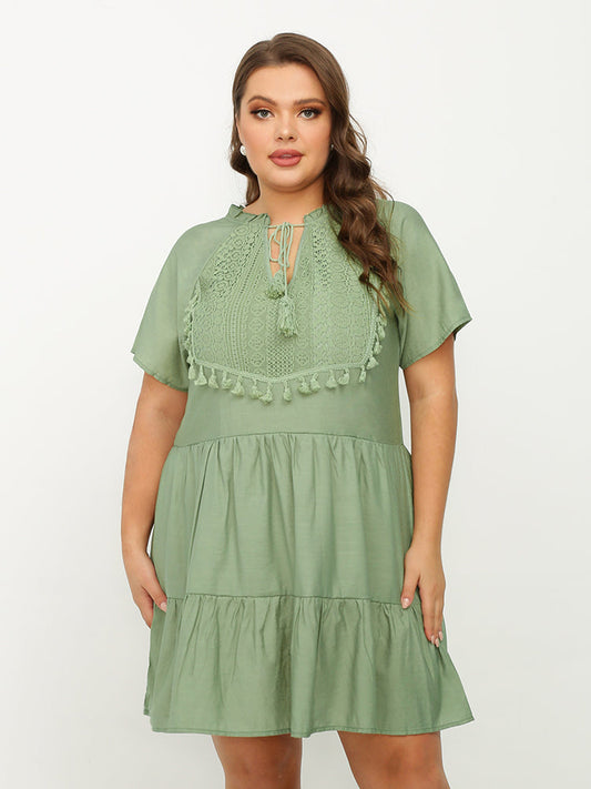 Fringed Ruffle Hem Dress