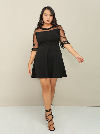 Floral Mesh Stitching Dress