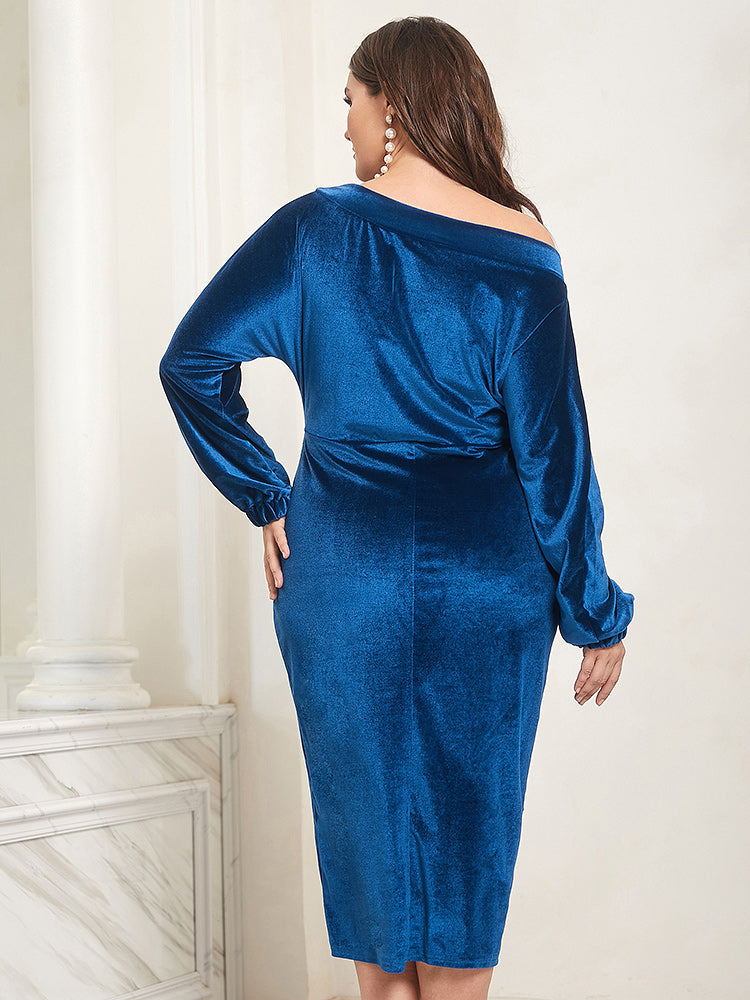 Bishop Sleeve One-shoulder Bodycon Dress