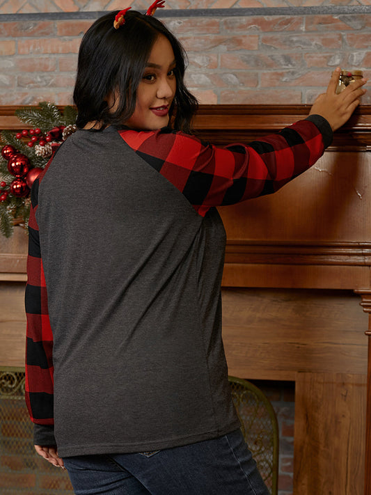 Christmas Pattern Tartan Patchwork T-shirt