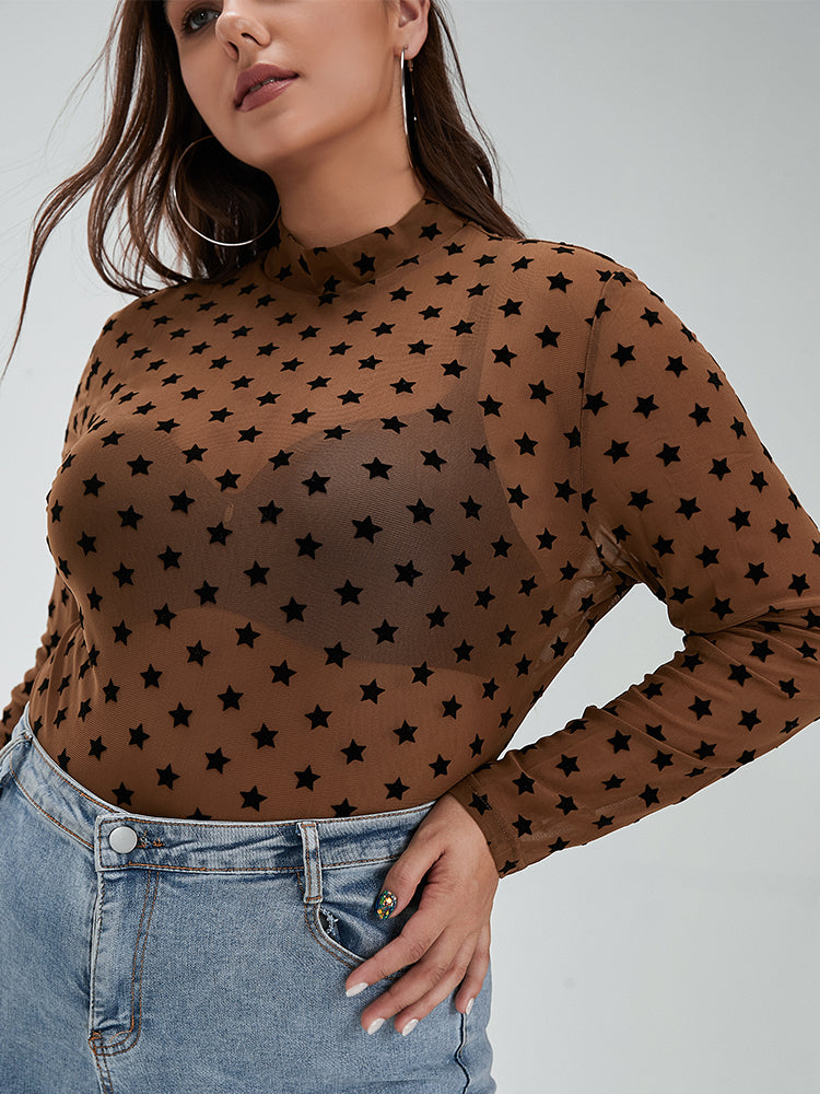 Polka Dot Mesh Printing Regular T-shirt