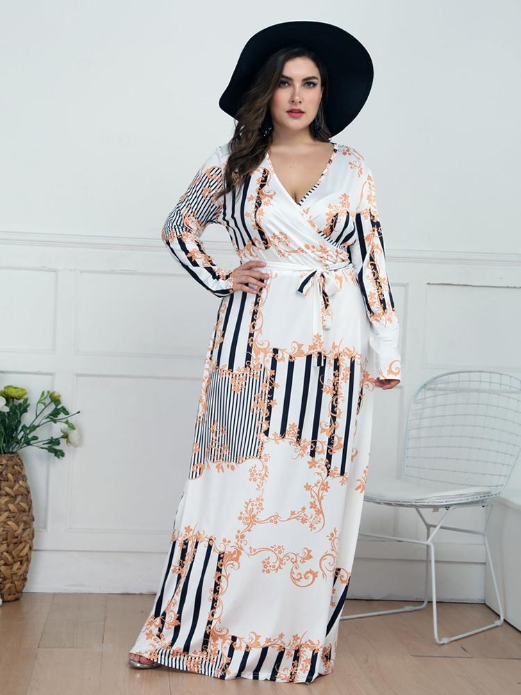 Printed Wrap Holiday Maxi Dress