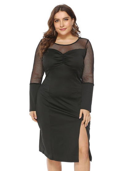 Sexy Mesh Patchwork Spit Dress